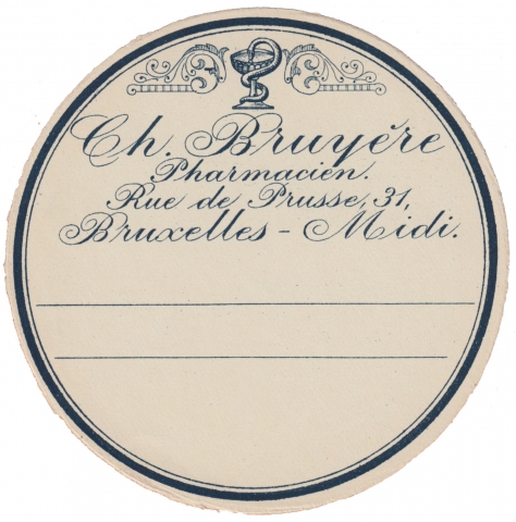 Vintage Apothecary Label Blue Circle